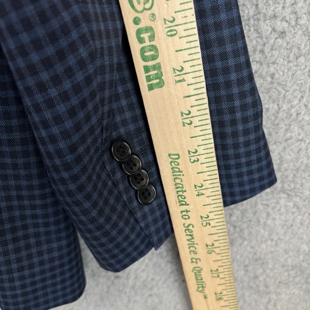Paul Betenly‎ Sport Coat Jacket 48R Navy Gingham Check Wool Lanificio Filarte